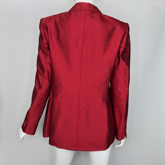 {Max Mara} Vintage Shangtung Red Silk Blazer - Picture 3 of 8
